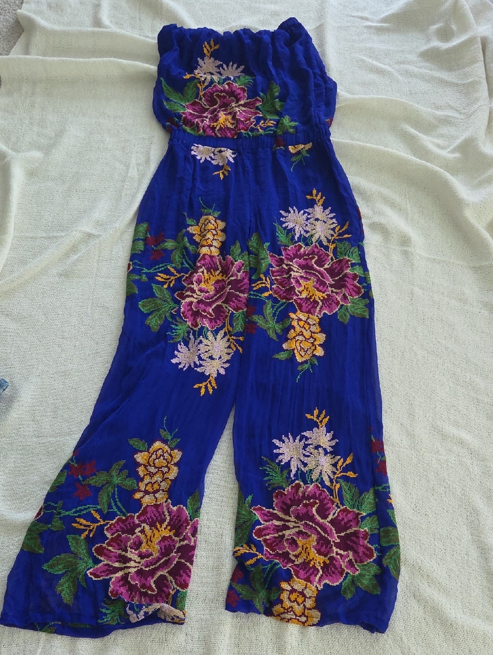 TAJ by Sabrina Crippa Silk Floral Wide-Leg Jumpsuit Size Xs